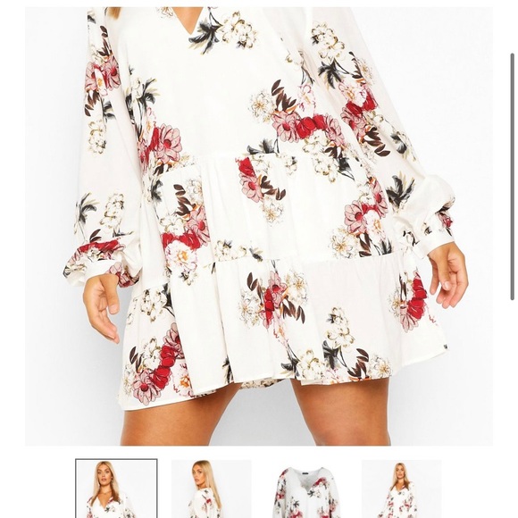 Plus Floral Tiered Woven Smock Dress - Picture 2 of 4